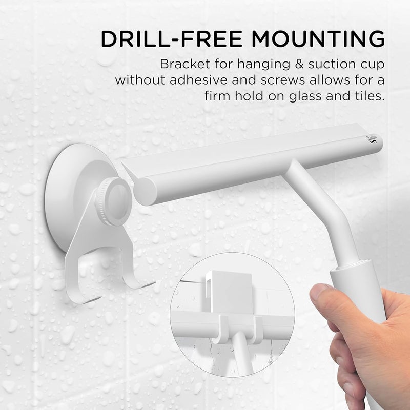 BADIONA Telescopic Shower Squeegee - with Suction Hook & up to 100 cm I Shower Squeegee for Glass Doors Cleaner squiggy for Tile and Walls Bathroom Squeeze for Door Long Handle - Image 5